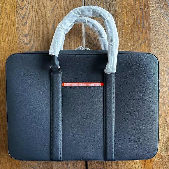 maverick & co Other - NWT Maverick & Co. Manhattan Leather Briefcase Navy & Tiger